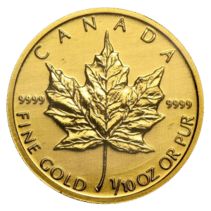 1/10 oz Canadian Maple Leaf Gold Coin (Any Year)