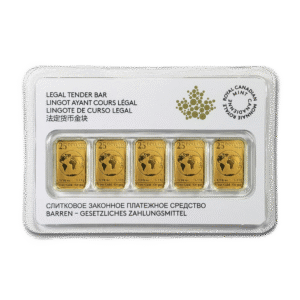 1/2 oz Royal Canadian Mint Legal Tender Gold Bars (Set of 5 x 1/10 oz, Any Year)