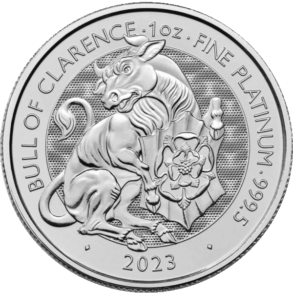 1 oz Royal Mint Tudor Beast Bull of Clarence Platinum Coin